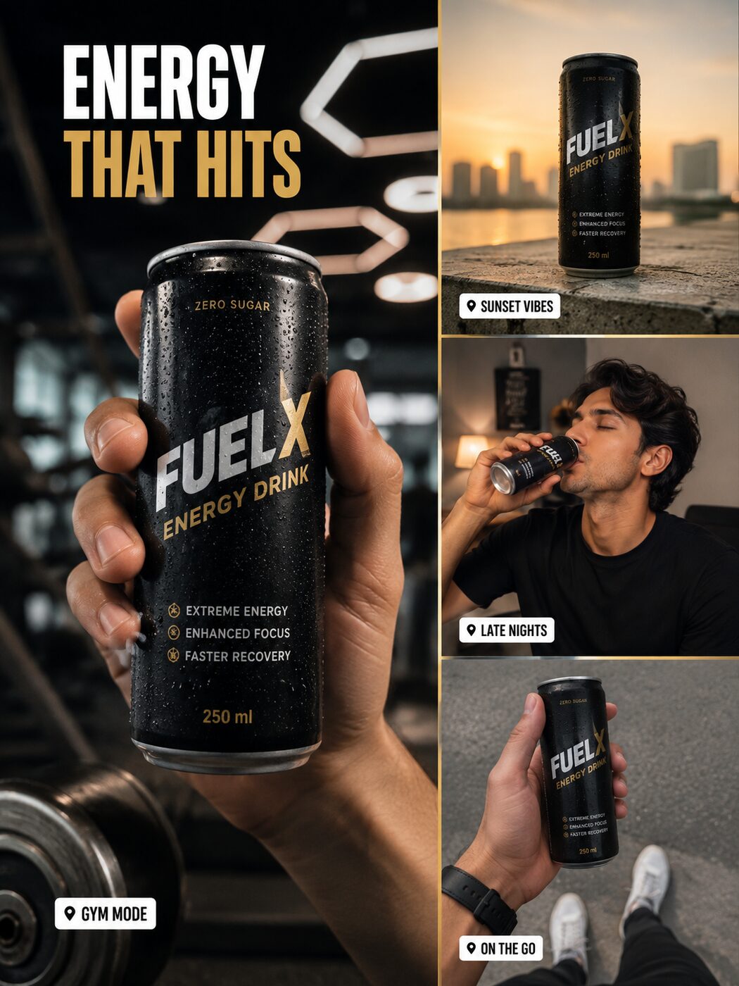 FuelX energy drink campaign visual
